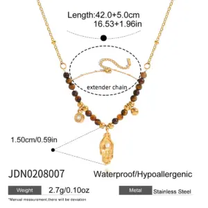 Stainless Steel Heart Tiger Eye Necklace 17 S774a83170f2a48289ce07921bddaeab1J