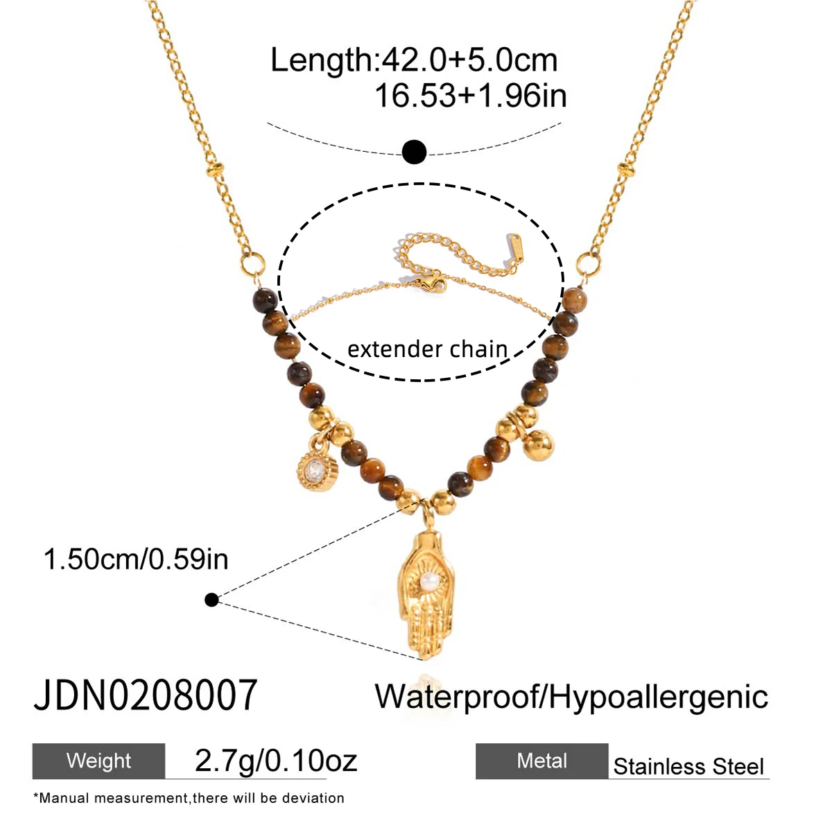 Stainless Steel Heart Tiger Eye Necklace 9 Stainless Steel Heart Tiger Eye Necklace - Image 9