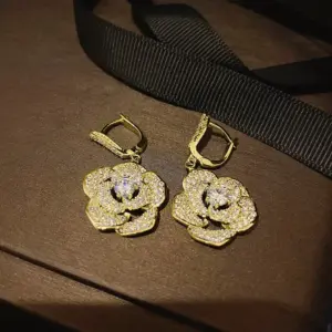 Elegant Silver Rose Drop Earrings with Zircon Stones 8 S776acf9ceb134d248f75c609c18000fb9