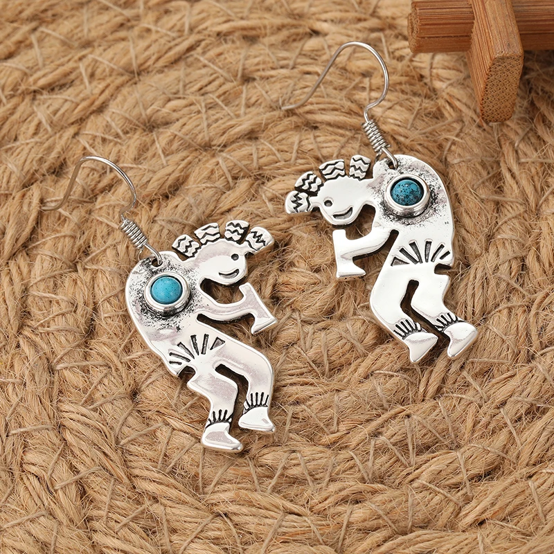 Vintage Zebra Earrings with Imitation Turquoise 4 Vintage Zebra Earrings with Imitation Turquoise - Image 4