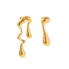 Gold-Tone Stainless Steel Irregular Earrings for Women