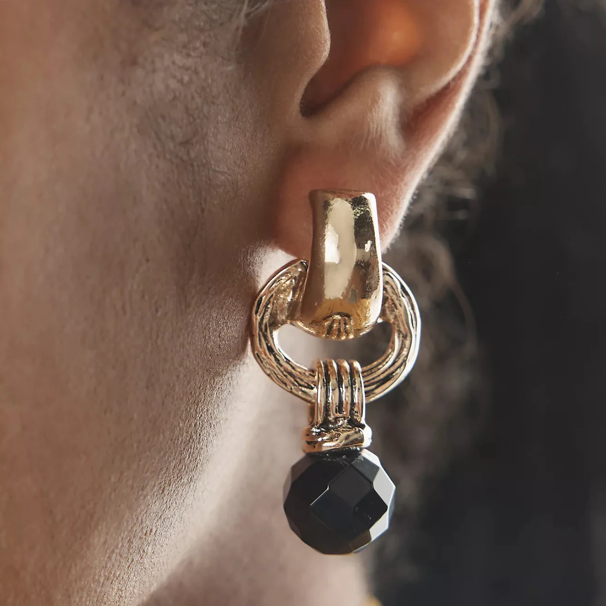 Gold-Tone Stainless Steel Geometric Earrings 2 Gold-Tone Stainless Steel Geometric Earrings - Image 2