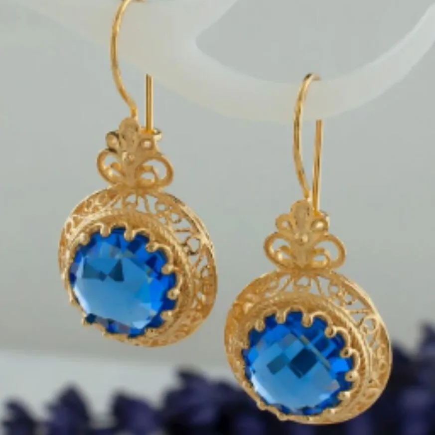 Elegant Blue Stone Drop Earrings for Women 2 Elegant Blue Stone Drop Earrings for Women - Image 2