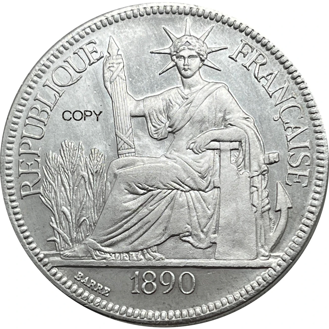 French Indochina 1890 Piastre Replica Coin 3 French Indochina 1890 Piastre Replica Coin - Image 3