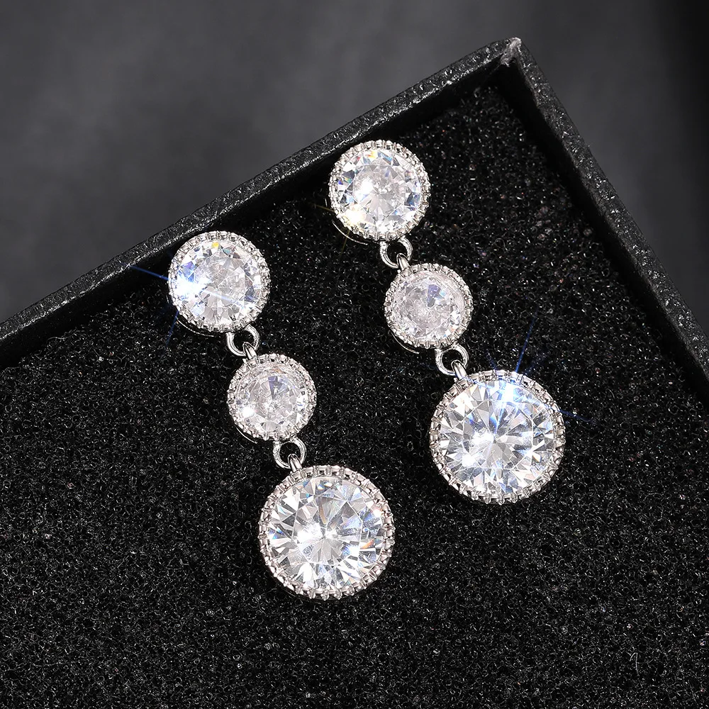 Silver Zirconia Drop Earrings for Women 3 Silver Zirconia Drop Earrings for Women - Image 3