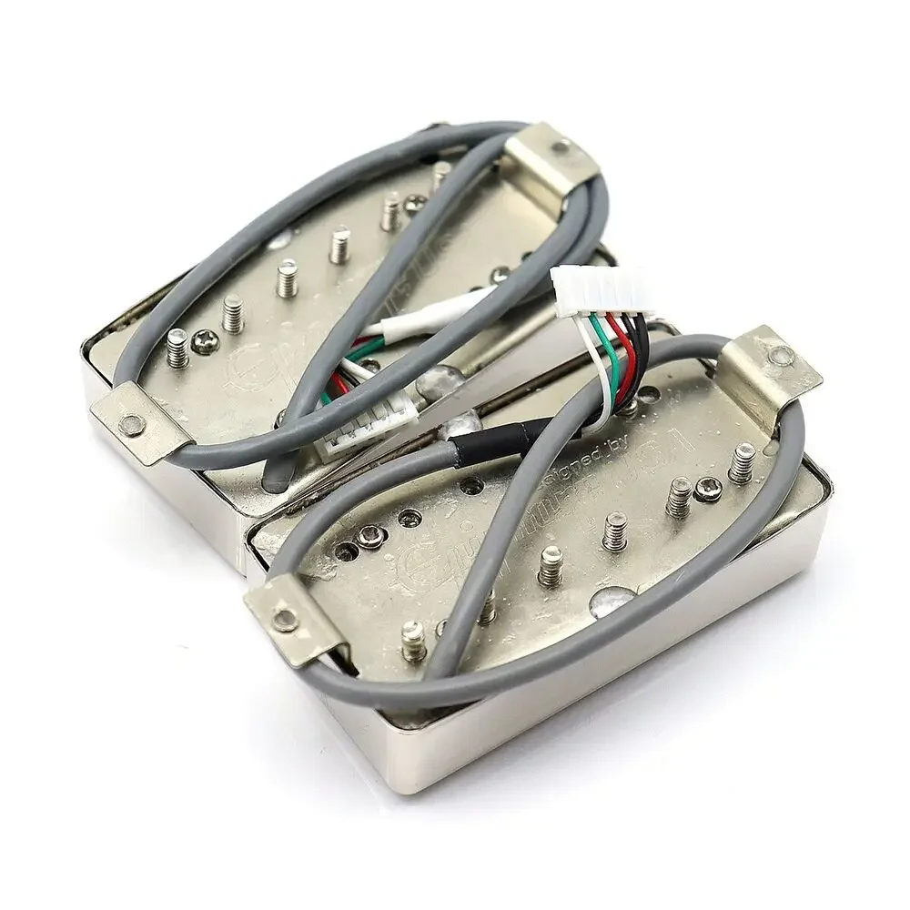 LP-style Silver Humbucker Pickup Set with Wiring Harness 3 LP-style Silver Humbucker Pickup Set with Wiring Harness - Image 3