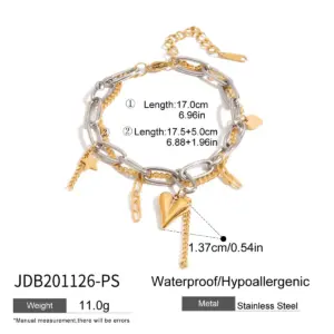 Stainless Steel Women's Heart Charm Bracelet 15 S789d6eb171794ce1b3a14d598bfdb273n