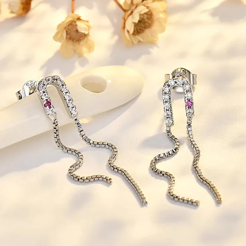 925 Silver Semi-Circular Tassel Earrings 2 925 Silver Semi-Circular Tassel Earrings - Image 2