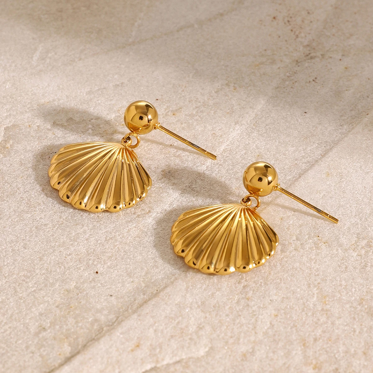 Shell-inspired Stainless Steel Earrings for Women 3 Shell-inspired Stainless Steel Earrings for Women - Image 3