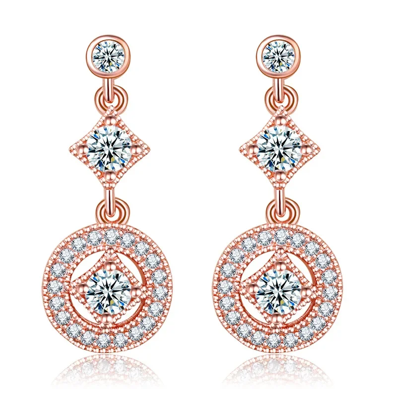 Geometric Drop Earrings with CZ Crystals 3 Geometric Drop Earrings with CZ Crystals - Image 3