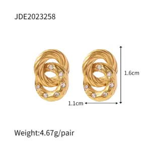 Gold-Tone Stainless Steel Fried Dough Earrings 13 S79b7223a2fa748508d7aae25a29f0d5bd