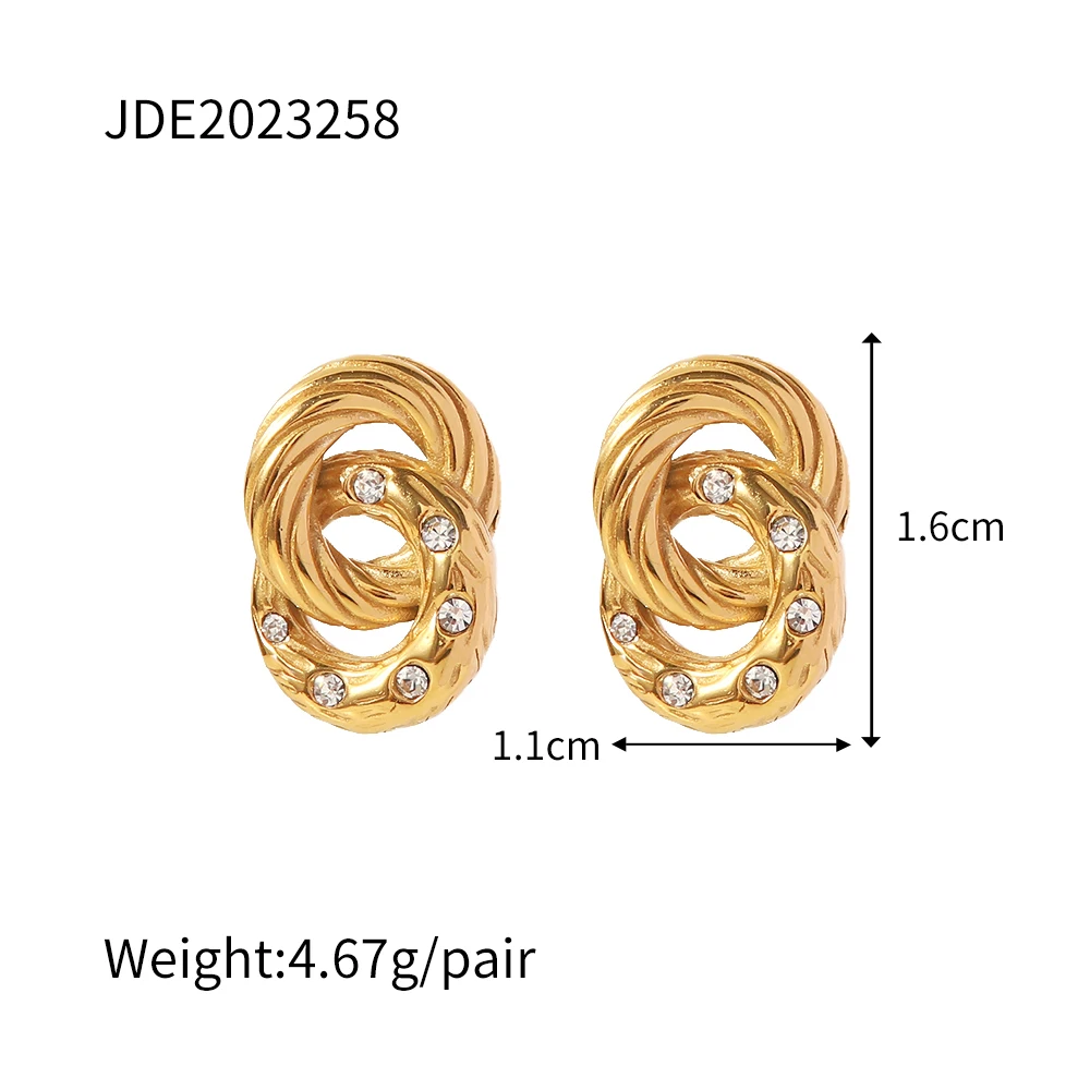 Gold-Tone Stainless Steel Fried Dough Earrings 7 Gold-Tone Stainless Steel Fried Dough Earrings - Image 7