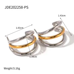 Stainless Steel Dual-Color Geometric Earrings 15 S7a417c04973545a1a4df4bd83daa7233u
