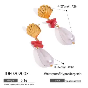 Stainless Steel Shell-Inspired Earrings 13 S7a5ee4a4d4da42e2b208cee27df0028bv