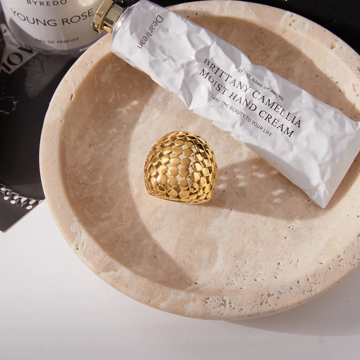 Bold Stainless Steel Gold Women's Ring 5 Bold Stainless Steel Gold Women's Ring - Image 5