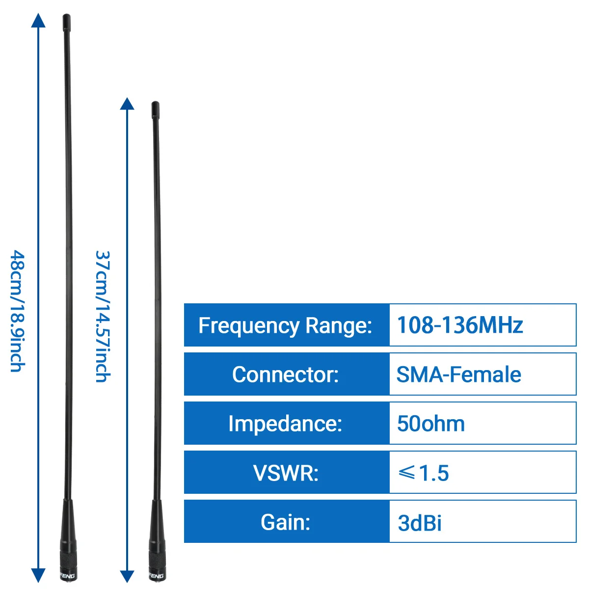 Professional Air Band Antenna 37cm-48cm, 3.5 dBi 2 Professional Air Band Antenna 37cm-48cm, 3.5 dBi - Image 2
