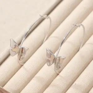 Silver Butterfly Hoop Earrings for Women 9 S7adefdab34bb49f6b6fadc347c9822c2H