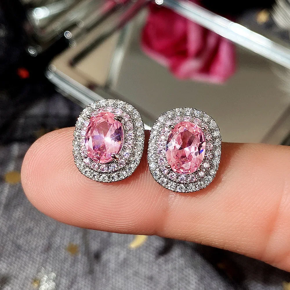 925 Silver Pink Cubic Zirconia Earrings 4 925 Silver Pink Cubic Zirconia Earrings - Image 4