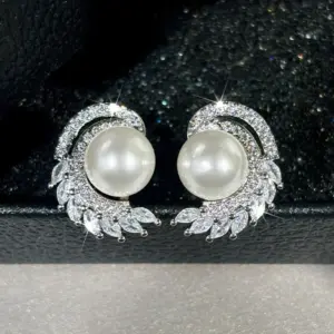 White Pearl Silver Stud Earrings 10 S7b103c579e314541b695f7f9d6fcecacc