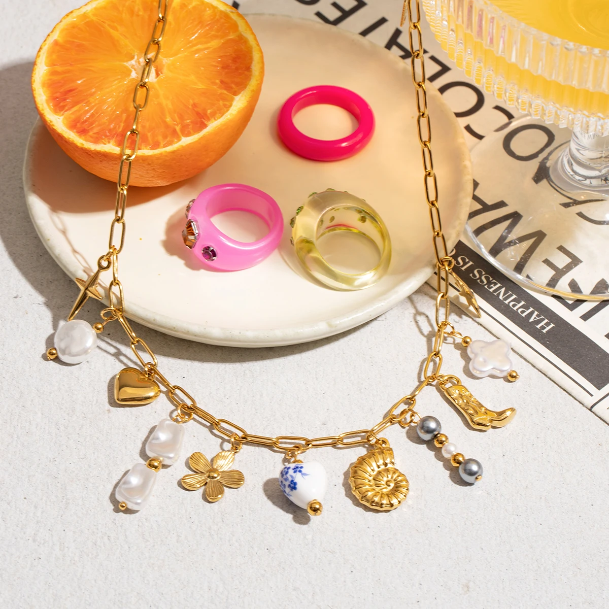 Stainless Steel Charm Necklace JDN0303032 5 Stainless Steel Charm Necklace JDN0303032 - Image 5