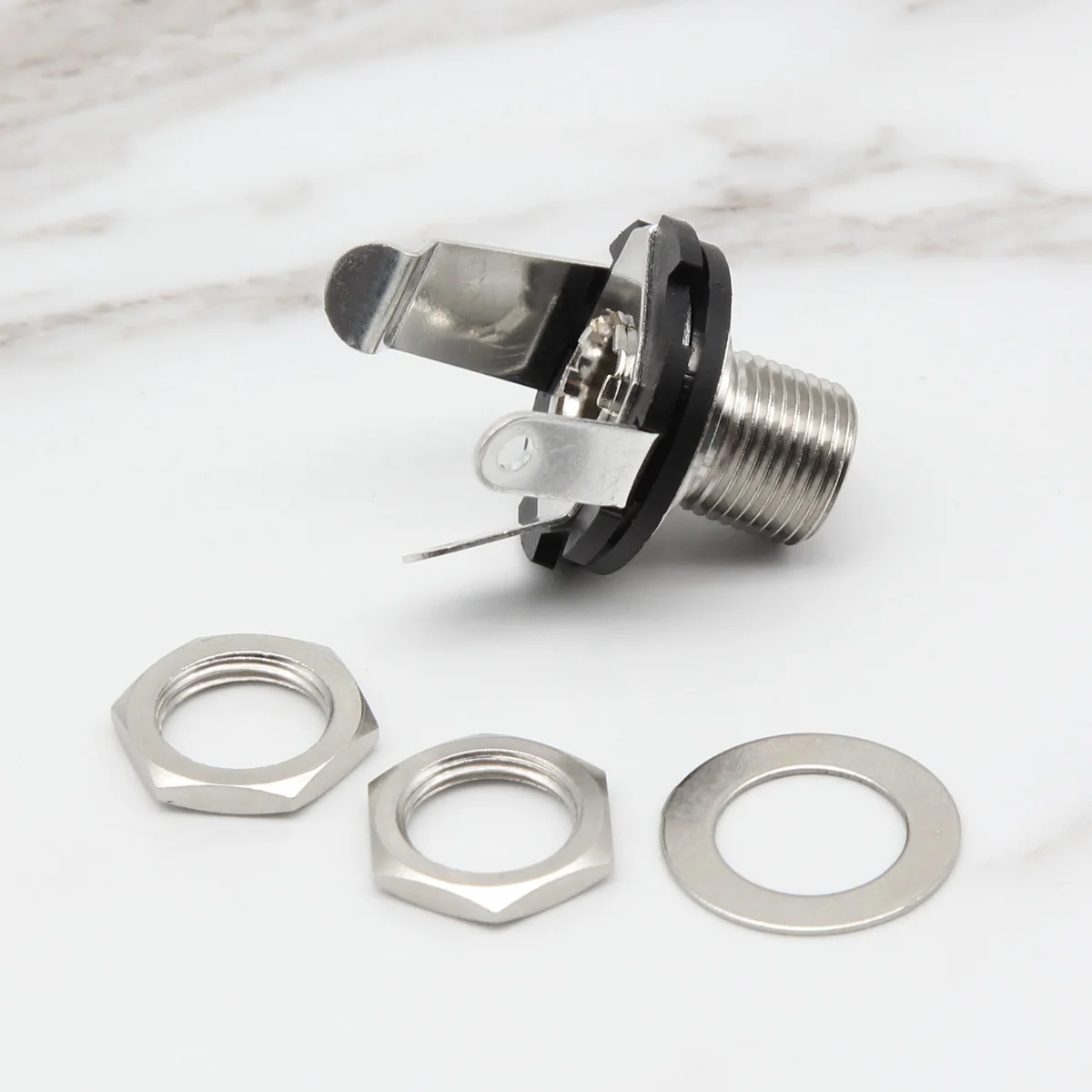 Set of Six Chrome Guitar Mono Jack Sockets 2 Set of Six Chrome Guitar Mono Jack Sockets - Image 2