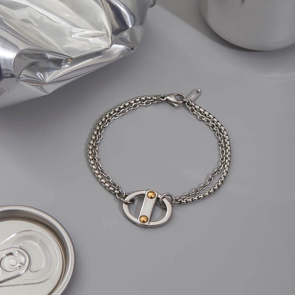 Stainless Steel Geometric Link Bracelet 5 Stainless Steel Geometric Link Bracelet - Image 5