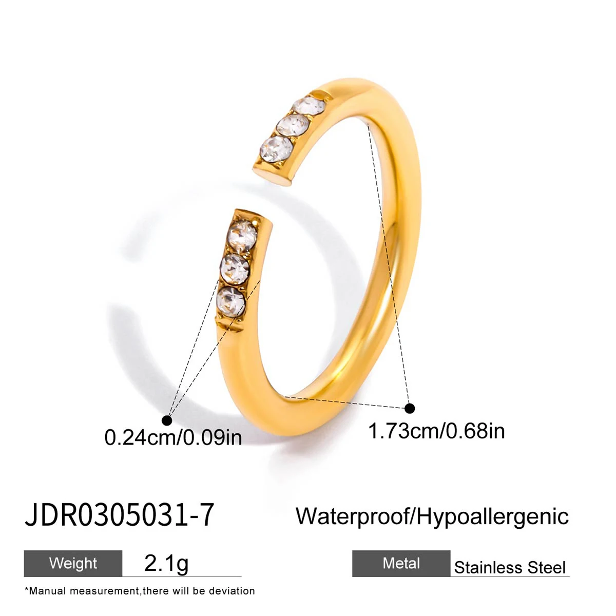 Gold Stainless Steel Water Drop Stackable Ring 8 Gold Stainless Steel Water Drop Stackable Ring - Image 8