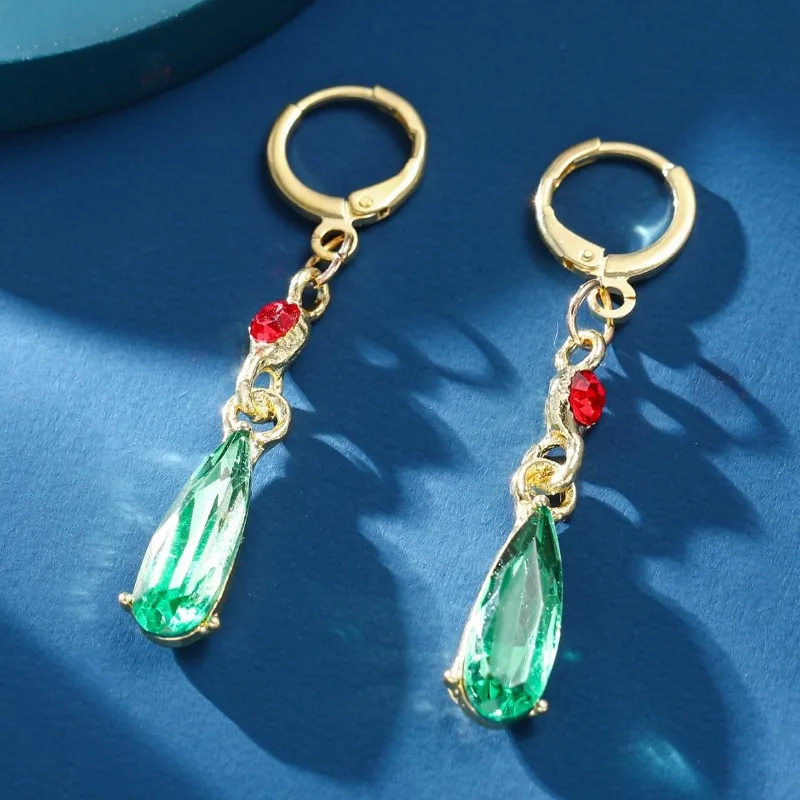 Elegant Green and Red Drop Earrings for Women 2 Elegant Green and Red Drop Earrings for Women - Image 2