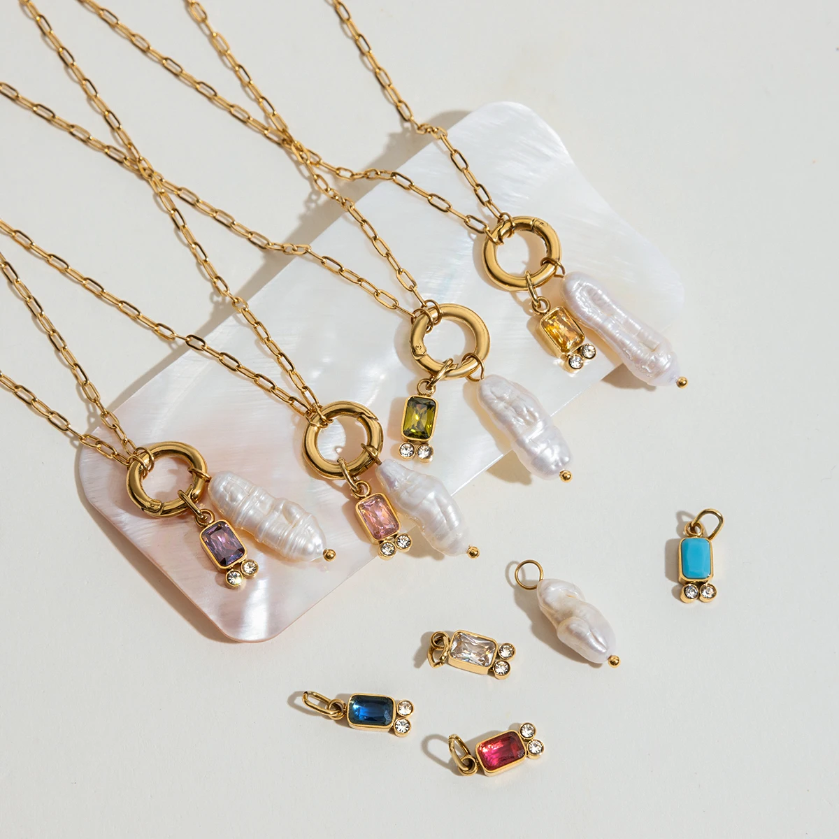 Elegant Stainless Steel Birthstone Necklace for Women 3 Elegant Stainless Steel Birthstone Necklace for Women - Image 3