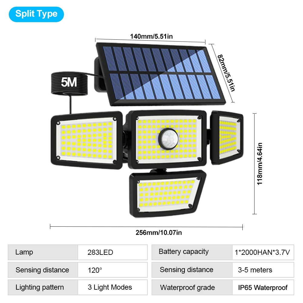 283LED Solar Security Light with Motion Sensor 8 283LED Solar Security Light with Motion Sensor - Image 8
