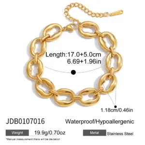 Two-Tone Stainless Steel Women's Chain Bracelet 15 S7b7c4a4f4a0a45e4bd812ab899fb30d80