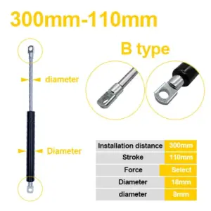 Gas Spring with Folding Hinge, 50N-500N Support 16 S7b7dc913d51a4524acfb9e447e21e559w