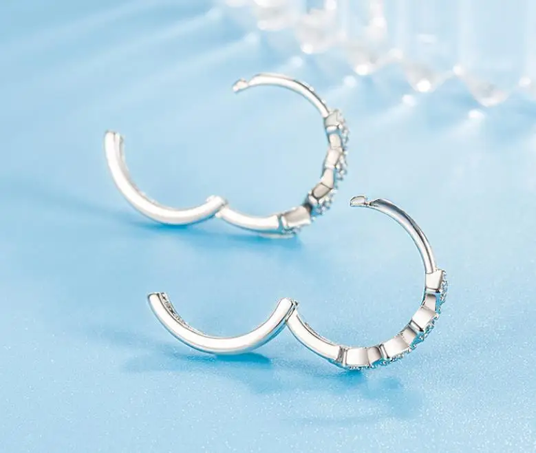 Sterling Silver Rhombic Hoop Earrings for Women 5 Sterling Silver Rhombic Hoop Earrings for Women - Image 5
