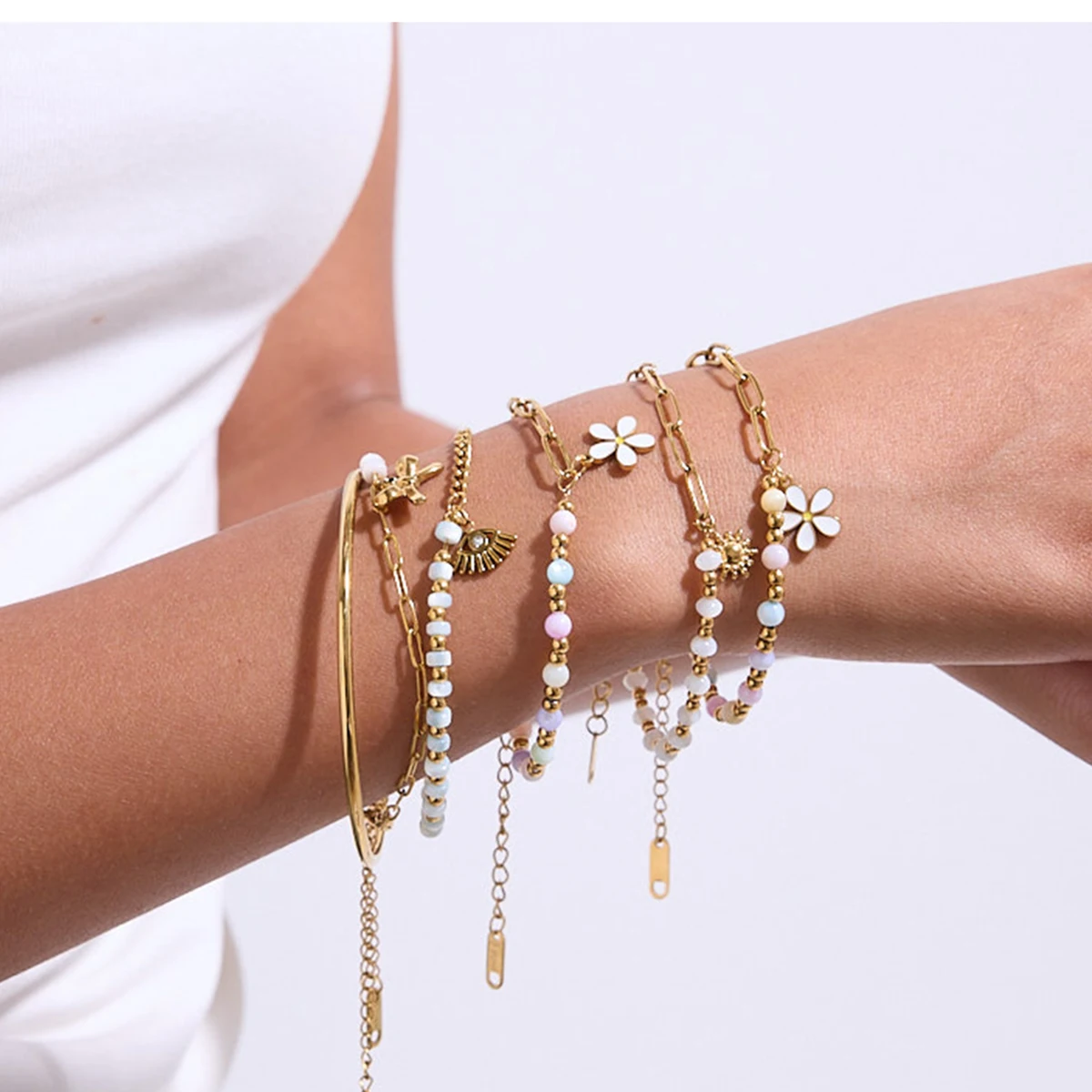 Stainless Steel Gold-Tone Women's Bracelet 3 Stainless Steel Gold-Tone Women's Bracelet - Image 3