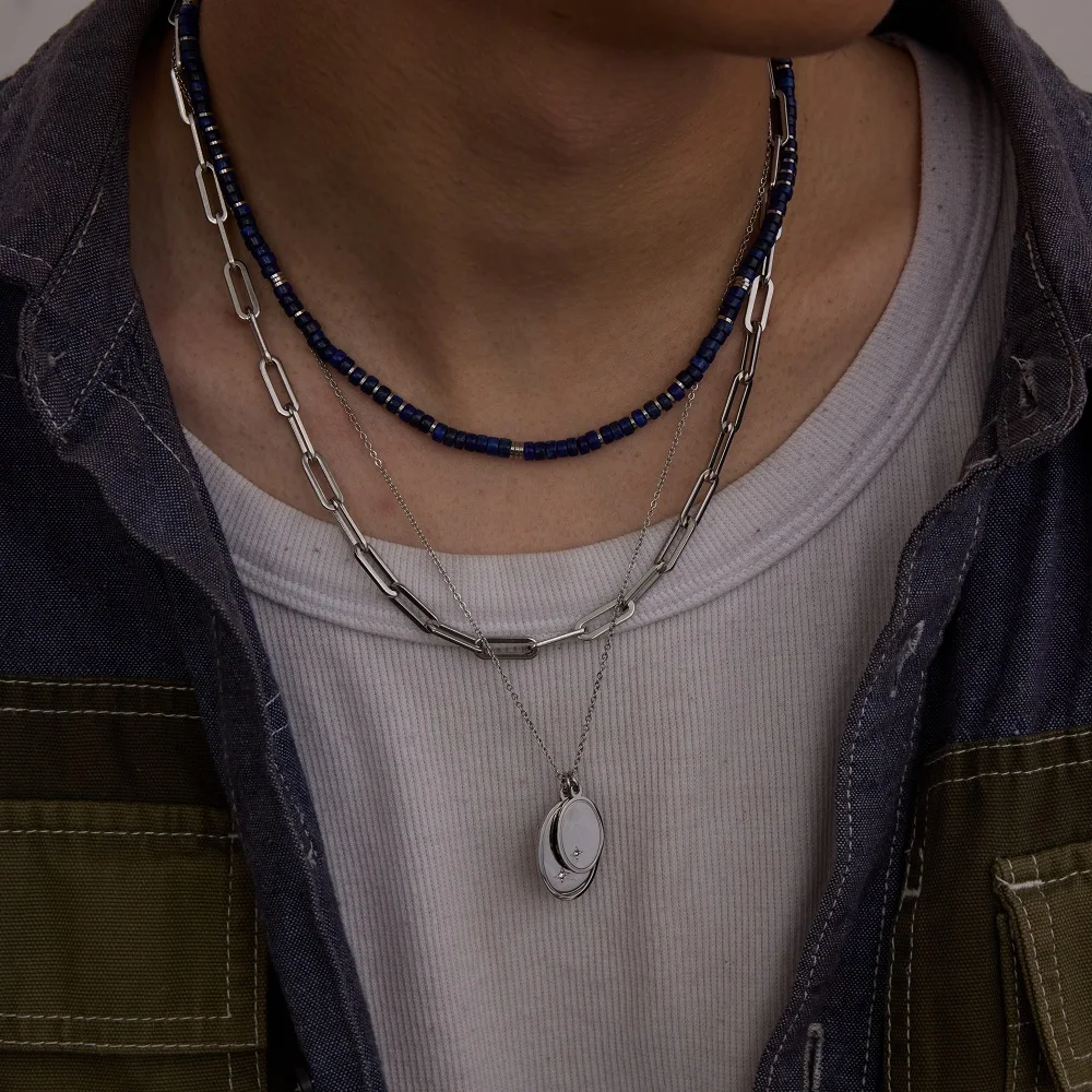 Vintage Gold Stainless Steel Beaded Necklace JDN0112006-S 6 Vintage Gold Stainless Steel Beaded Necklace JDN0112006-S - Image 6