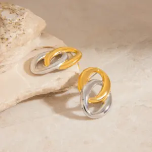 Minimalist Two-Tone Stainless Steel Oval Earrings 9 S7c0ee33c57c84605bfeeef1806e1e2c3O