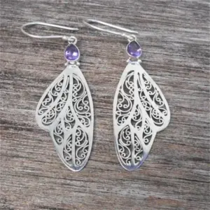 Vintage Silver Drop Earrings with Purple Zircon 9 S7c18d11634d64baca662b37b838aeec33
