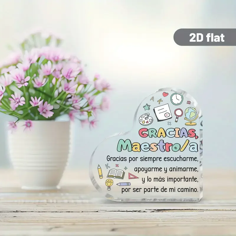 Heart-Shaped Teacher Appreciation Acrylic Plaque 2 Heart-Shaped Teacher Appreciation Acrylic Plaque - Image 2