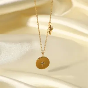Gold-Toned Stainless Steel Coin Necklace 10 S7c4385a772af4de885e526e885b5d599a
