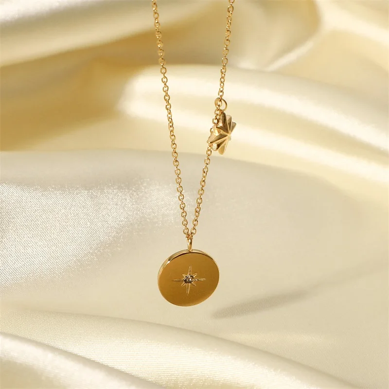 Gold-Toned Stainless Steel Coin Necklace 4 Gold-Toned Stainless Steel Coin Necklace - Image 4