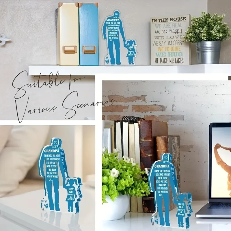 Acrylic Grandfather and Granddaughter Figurine 3 Acrylic Grandfather and Granddaughter Figurine - Image 3