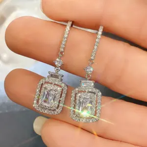 Silver Dangle Earrings with Cushion CZ Stone 10 S7c96b777b8004e9a82b48f3ef8a1ad4cl