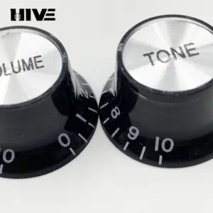 Aluminum Guitar Knob Caps Set in Black & Gold 11 S7cd0252174b448678479993cf12dacfeD