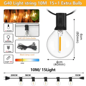 Outdoor LED G40 String Lights with 2200K Warm Glow 19 S7cef0a0b577640498f3ccd46eb3d1a84f