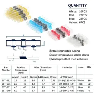 Waterproof Heat-Shrink Connector Kit for Electrical Wiring 7 S7cf45ab04a23483ebcf11bce1e2d884cx