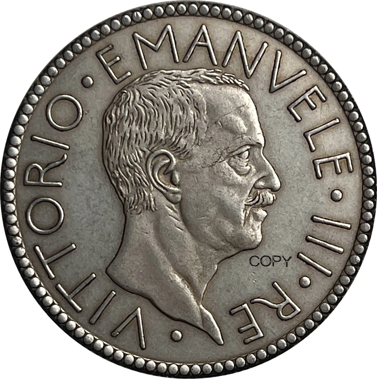 Vittorio Emanuele III Replica Coin, 1931 3 Vittorio Emanuele III Replica Coin, 1931 - Image 3