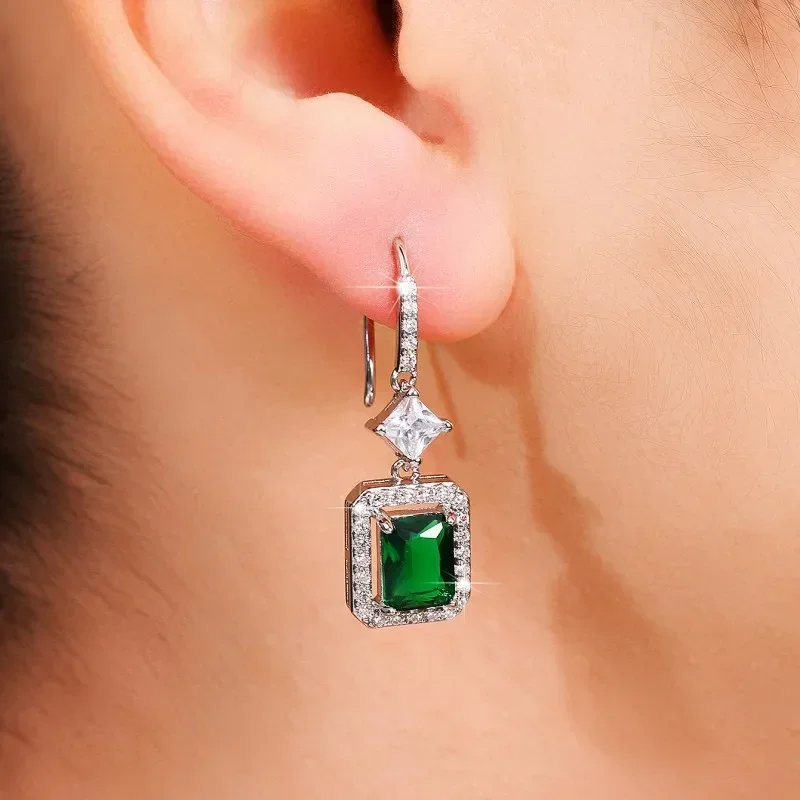 Vintage Green Zircon Earrings for Women 6 Vintage Green Zircon Earrings for Women - Image 6