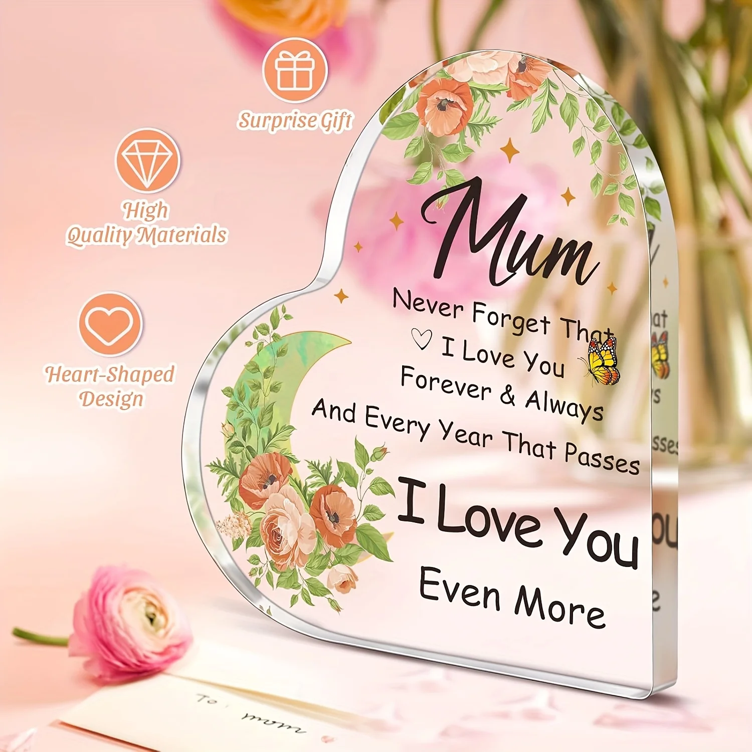 Heart-Shaped Acrylic Plaque for Mum 5 Heart-Shaped Acrylic Plaque for Mum - Image 5