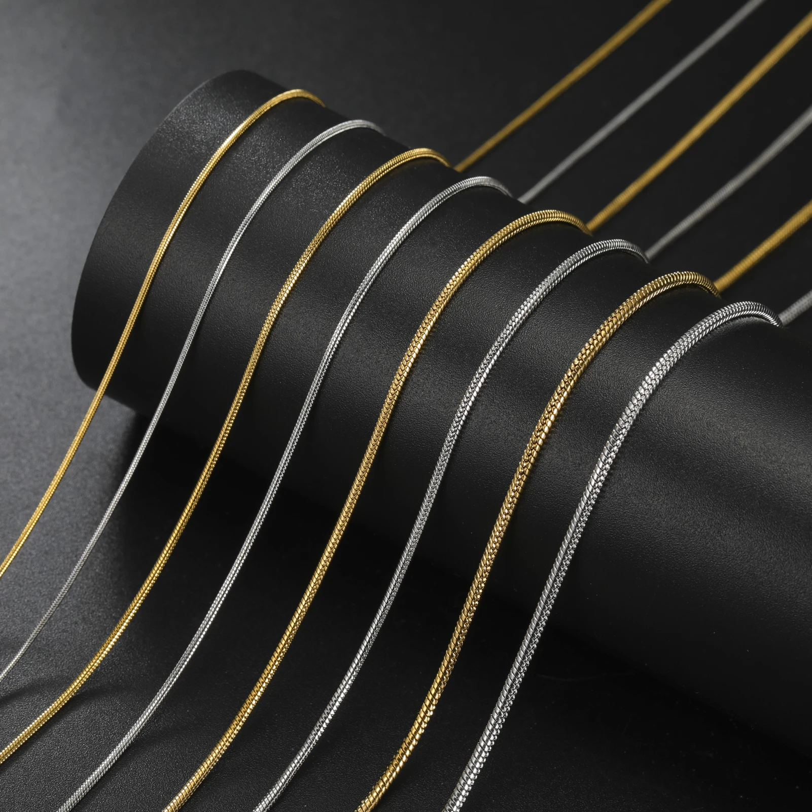 Gold Stainless Steel Snake Chain Necklace 40-60cm 2 Gold Stainless Steel Snake Chain Necklace 40-60cm - Image 2