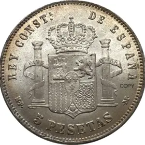 Spain 1890 MP 5 Pesetas Replica Coin 12 S7d39d26708454e2fa8b046a006005edft